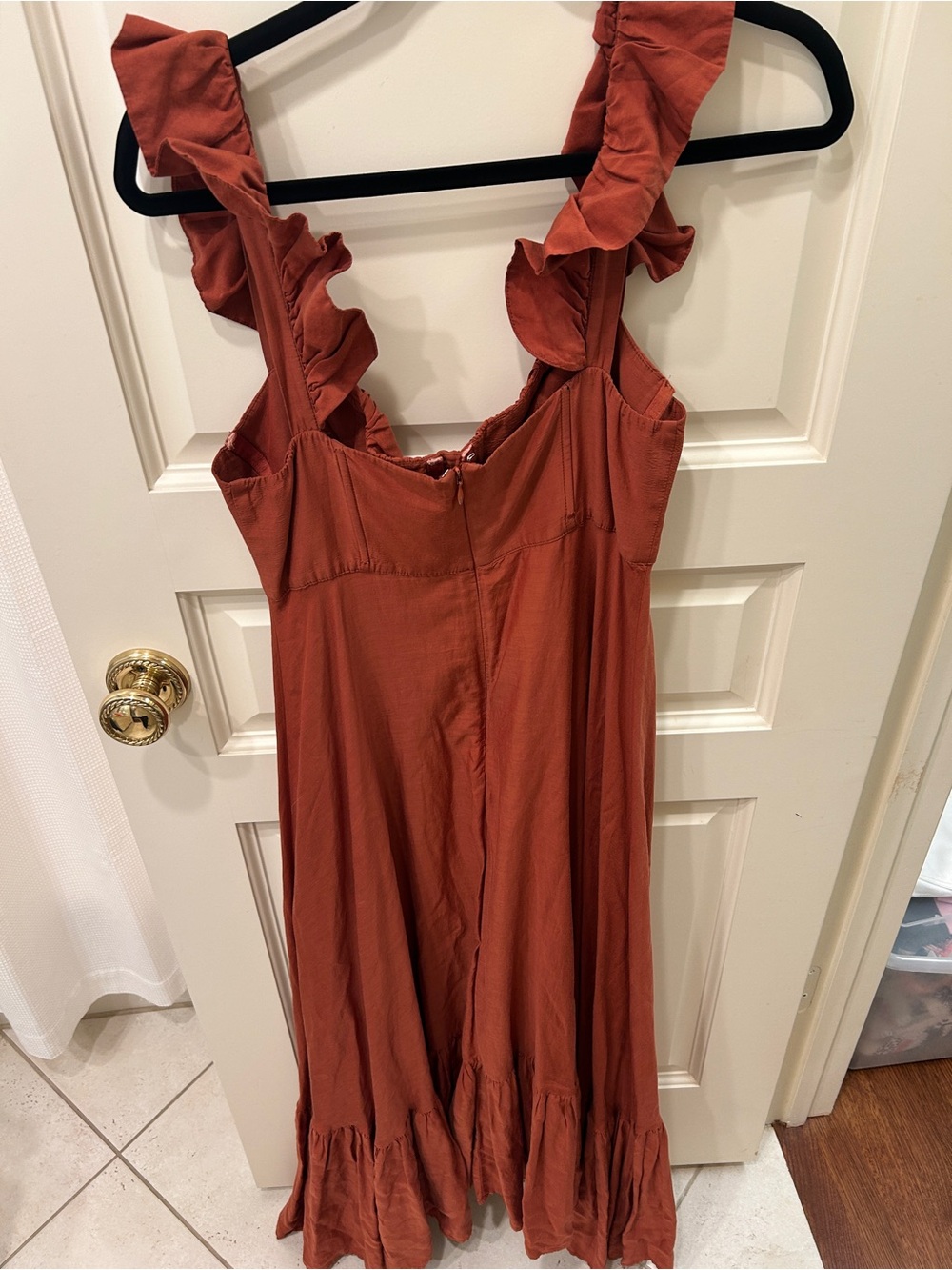 Farm Rio Ruffle Strap Maxi Dress in Rust - Picture 10 of 10